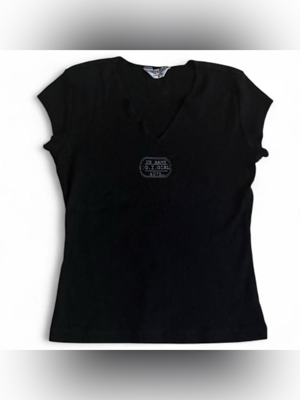 Vintage Hard Tail ribbed v neck baby tee shirt army girl graphic - Picture 2 of 3